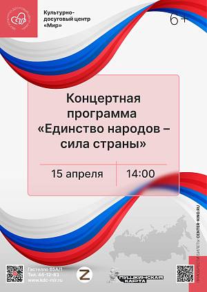 Концертная программа «Единство народов – сила страны», 6+